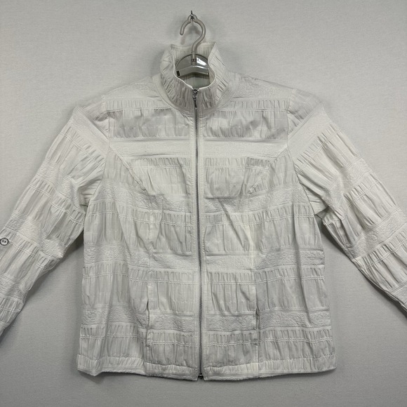 CJ Banks 1X‎ White Full Zip Jacket Lightweight - Picture 1 of 12